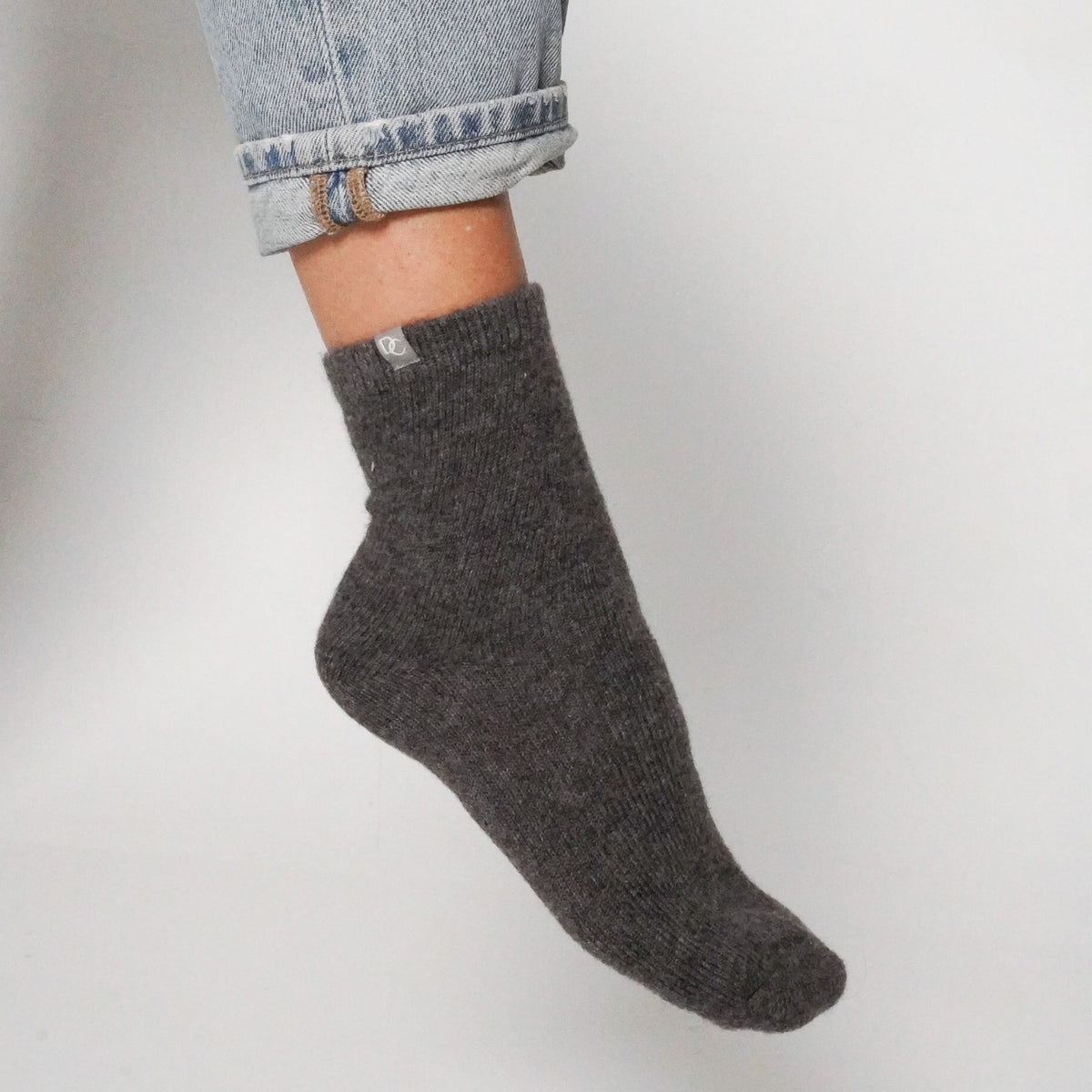 Kurze Kaschmirsocken Grau Meliert