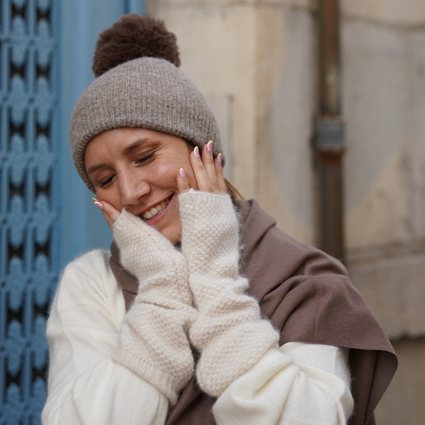 Kaschmir-Stulpen Beige