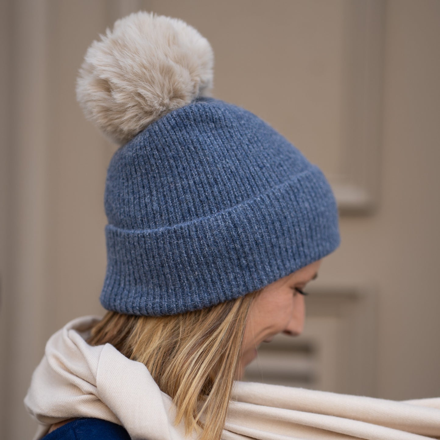 Cashmere trio — scarf + hat + mittens | Beige and heather