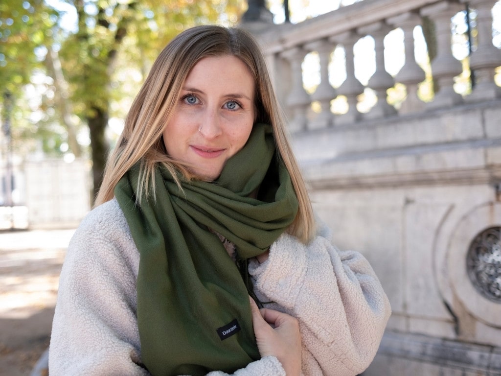 Olive cashmere scarf