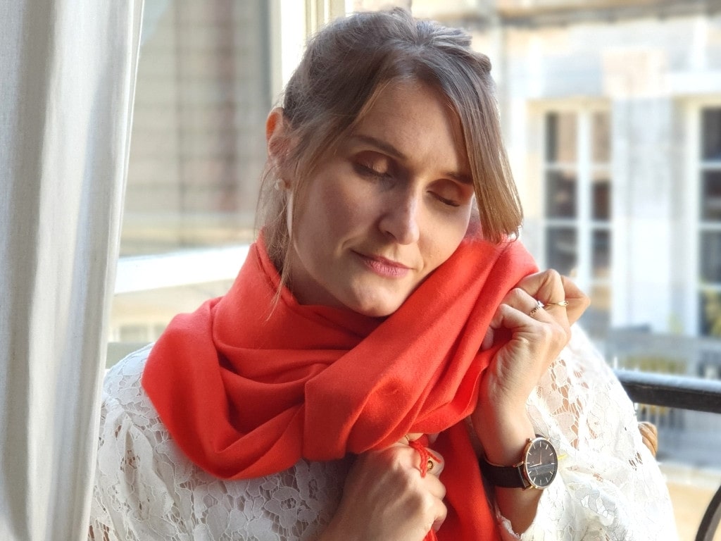 Orange cashmere scarf