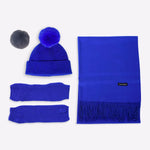 Kaschmir-Trio — Schal + Mütze + Stulpen | Königsblau