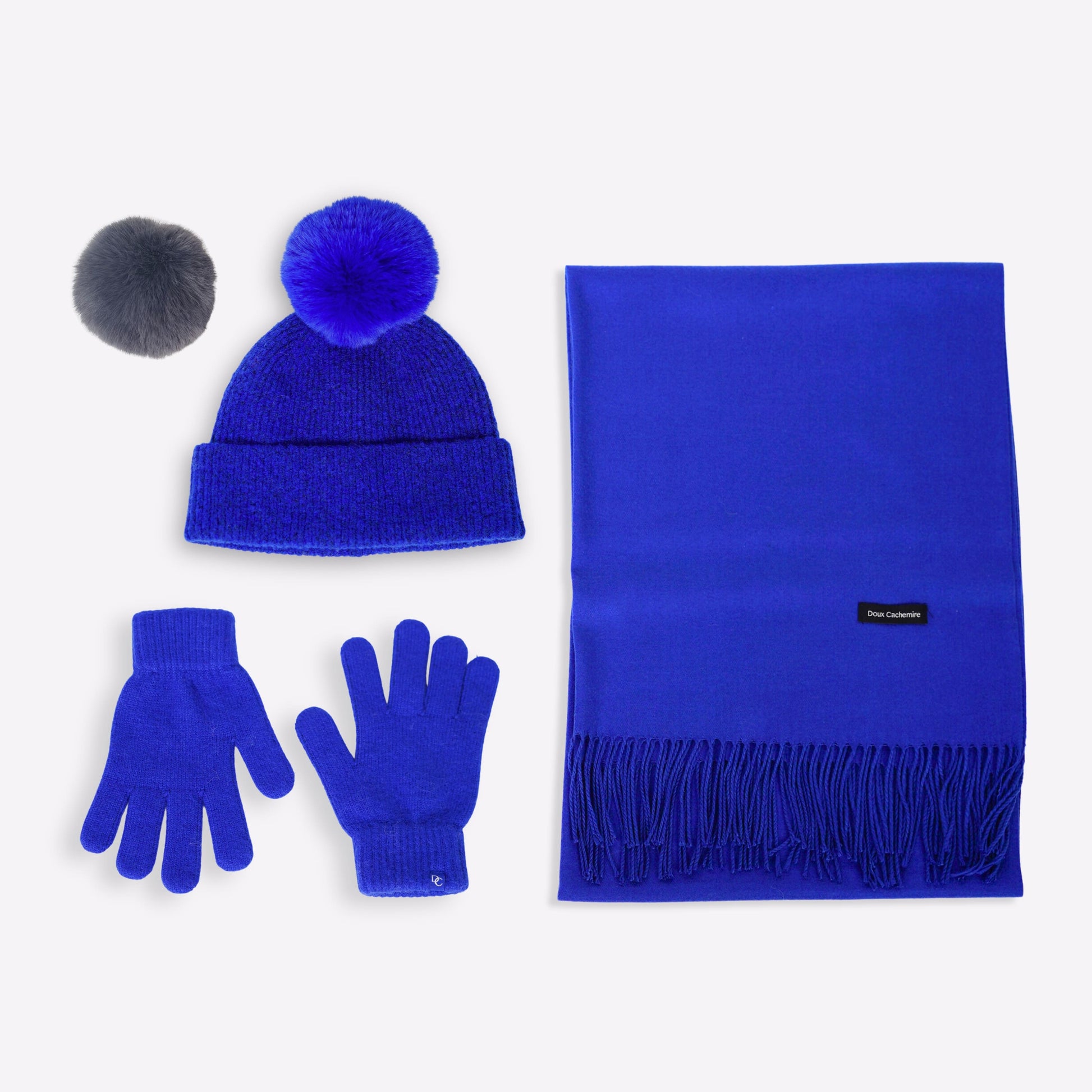 Cashmere trio — scarf + hat + gloves