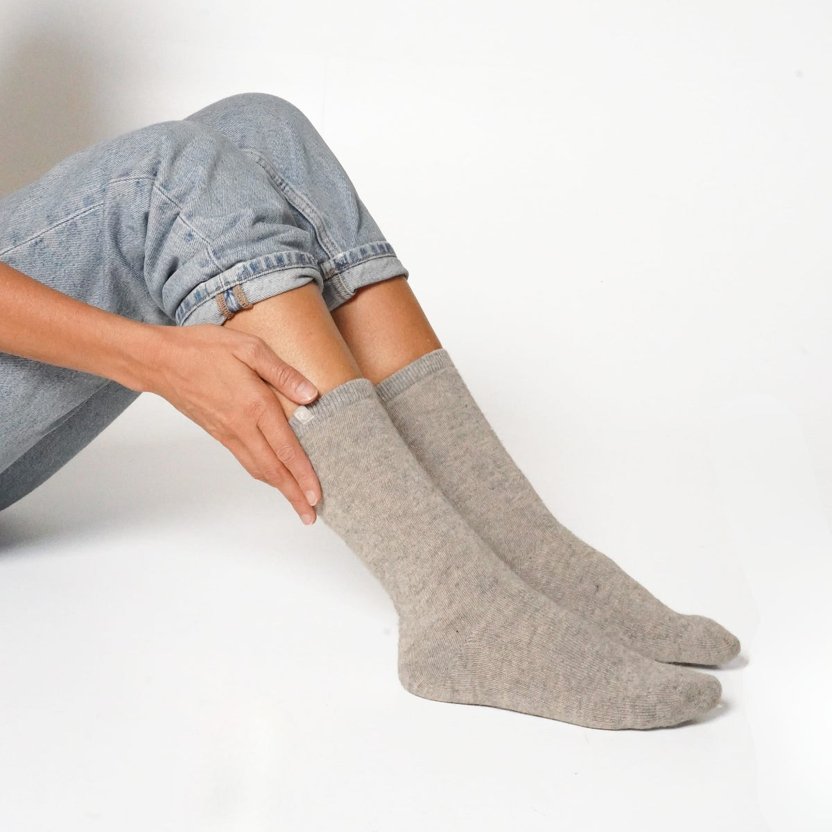 Hohe Kaschmirsocken Grau