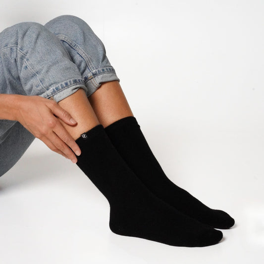 Hohe Kaschmirsocken Schwarz