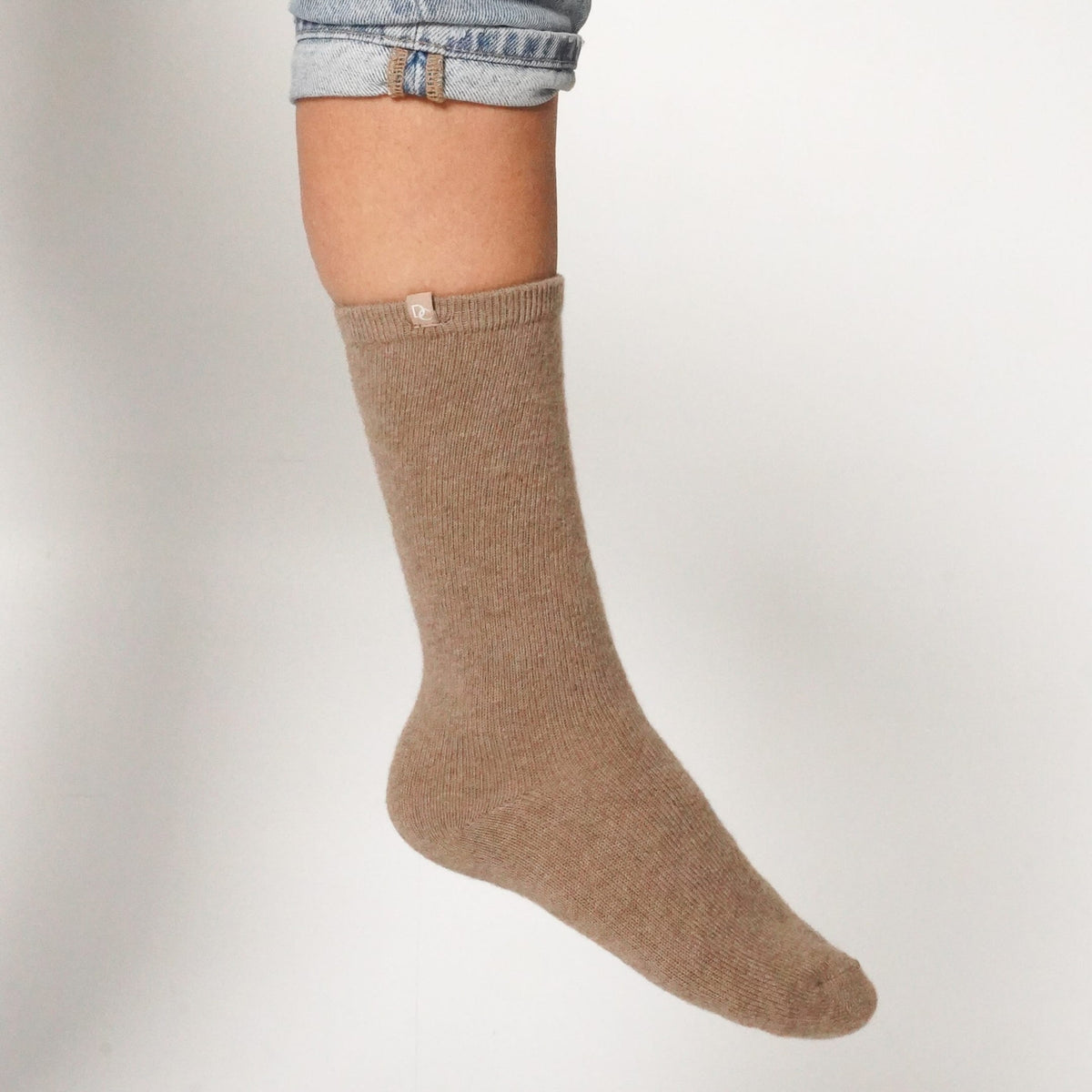 Hohe Kaschmirsocken Taupe
