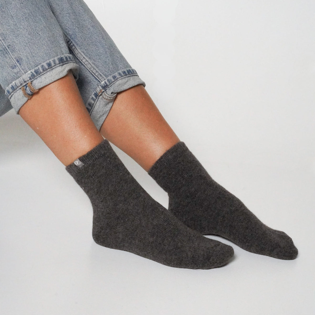 Kurze Kaschmirsocken Grau Meliert
