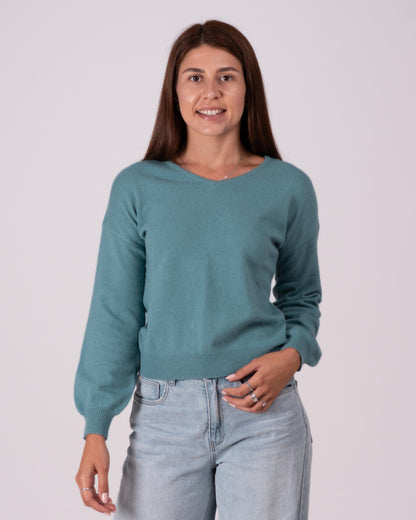 Blau - Masha ist 1,74 m groß und trägt Größe S