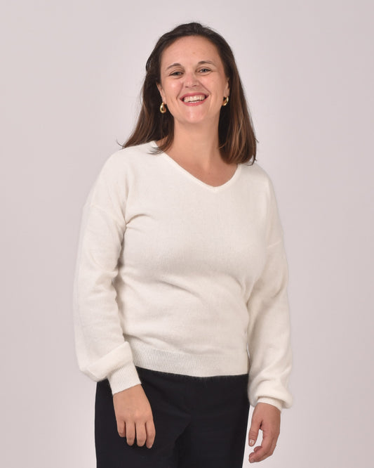 Elfenbein - Aurelie ist 1,65 m groß und trägt Größe L