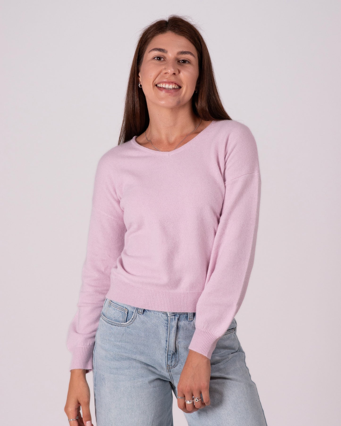 Puderrosa - Masha ist 1,74 m groß und trägt Größe S