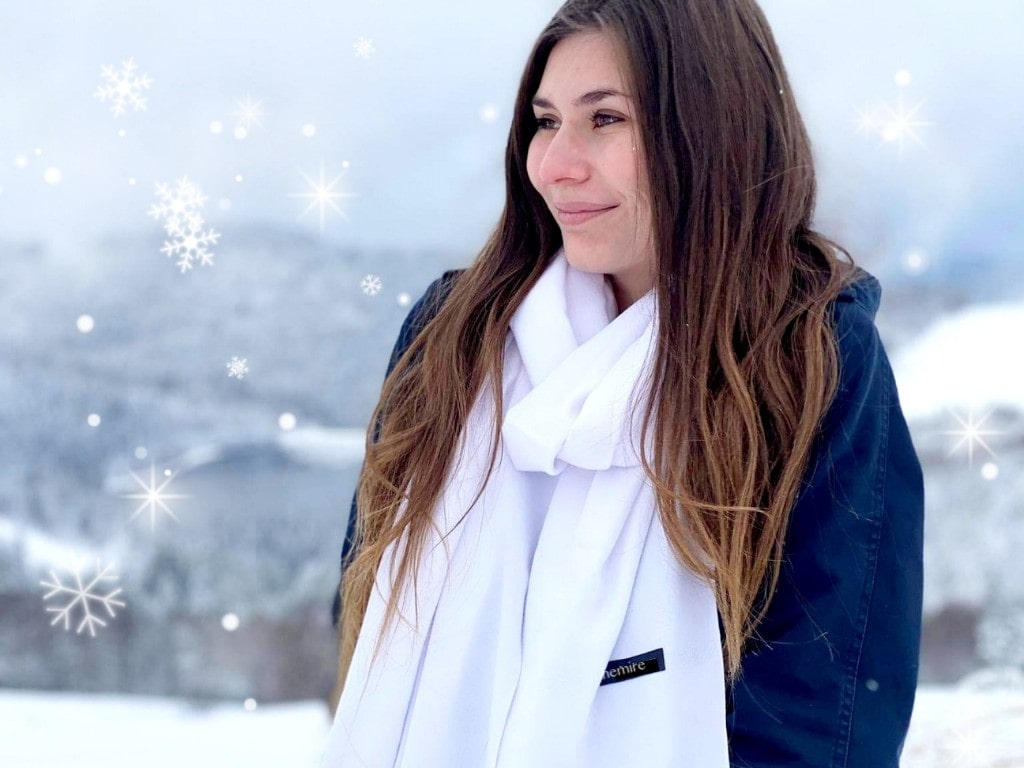 cashmere scarf white for women Doux Cachemire