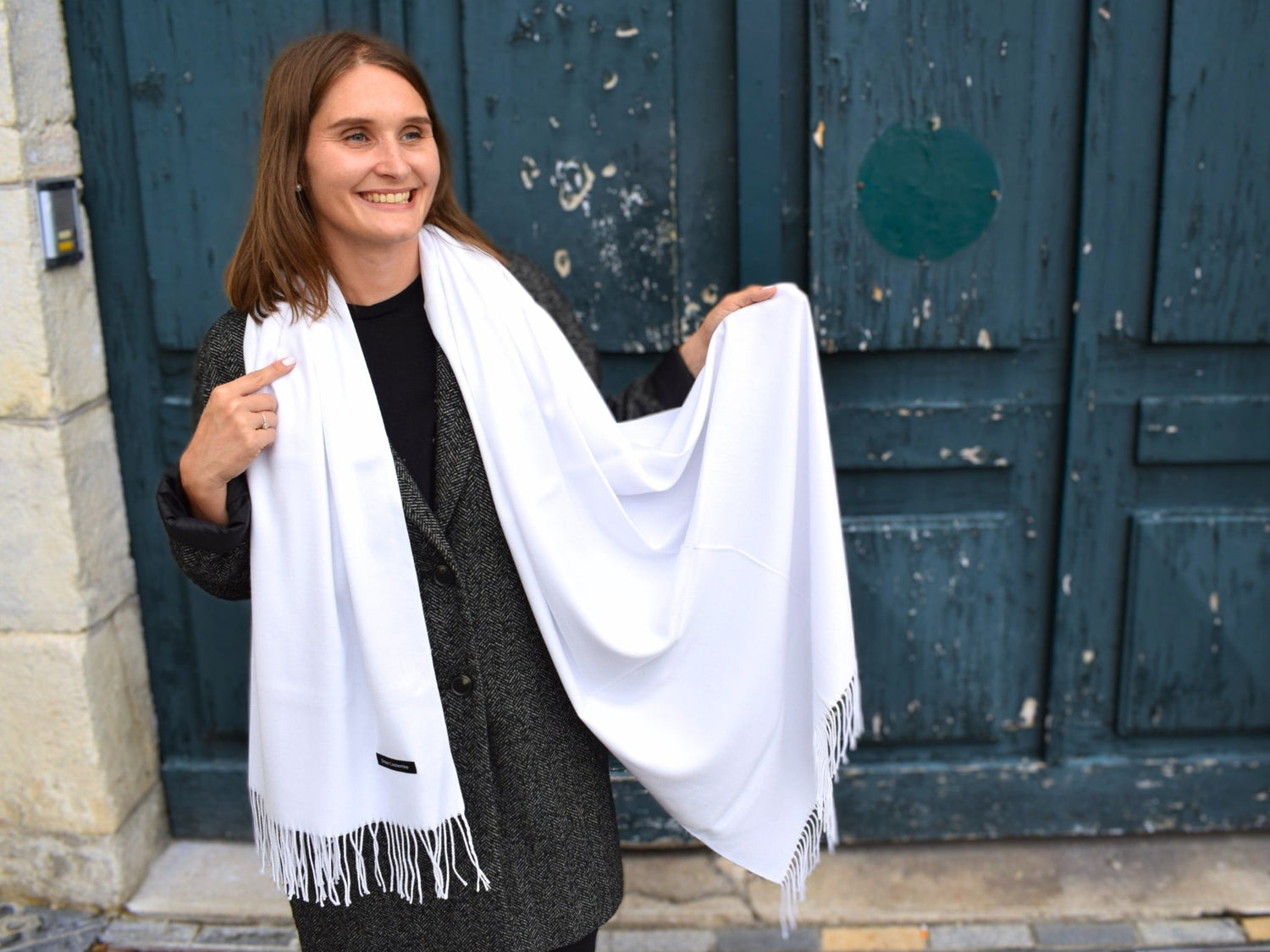 cashmere scarf white for women Doux Cachemire