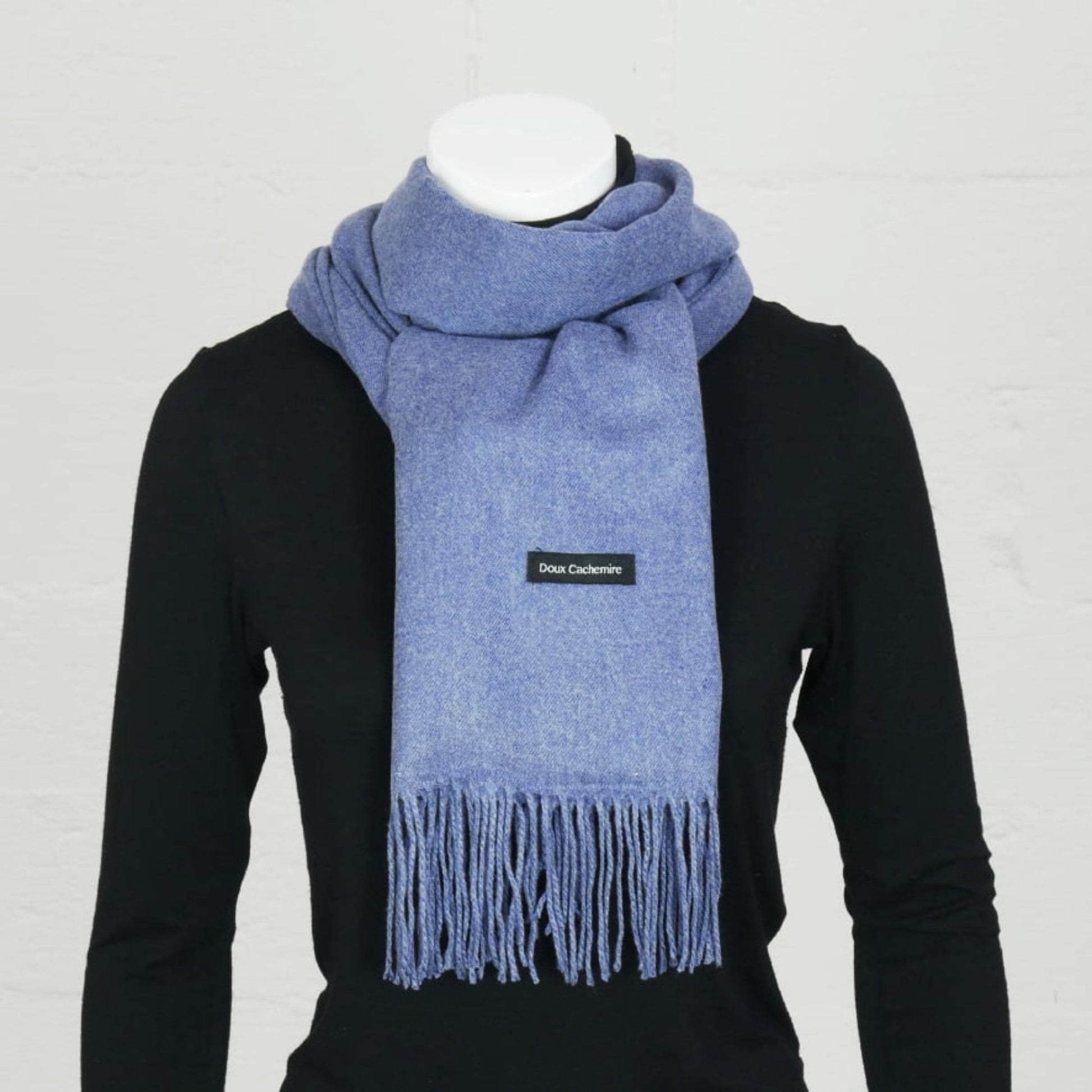 blau melierter Kaschmirschal doux cachemire