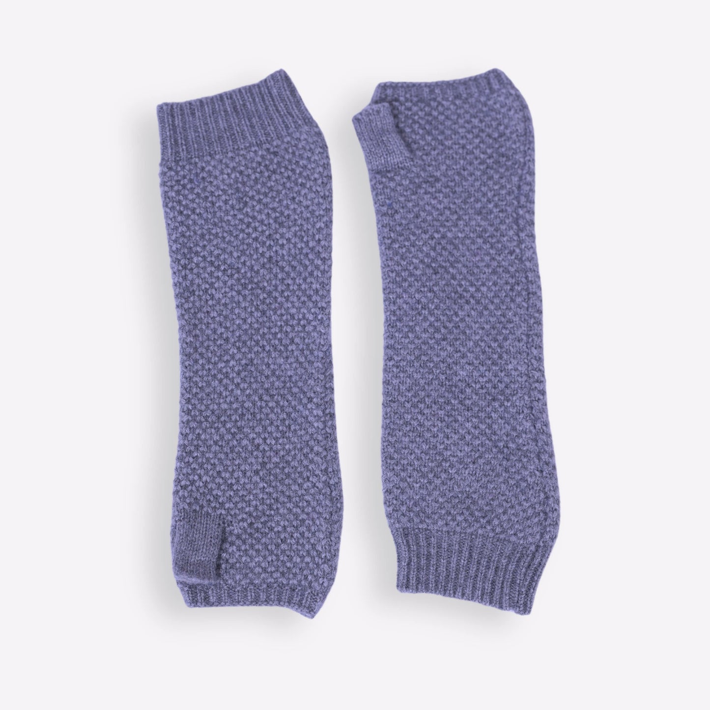 Mottled blue cashmere fingerless gloves