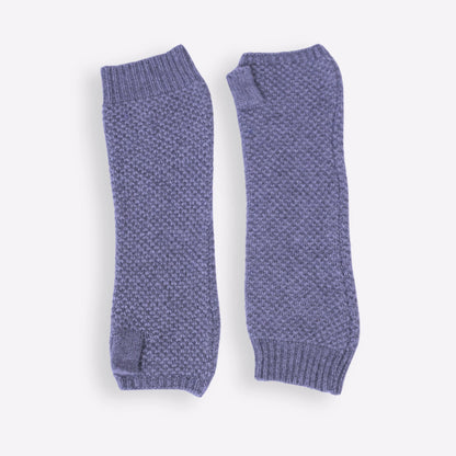 Mottled blue cashmere fingerless gloves
