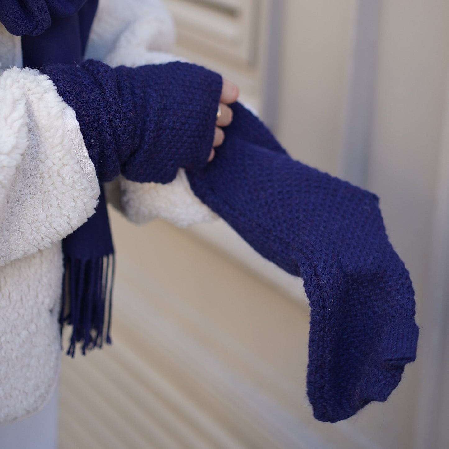 Kaschmir-Stulpen Marineblau