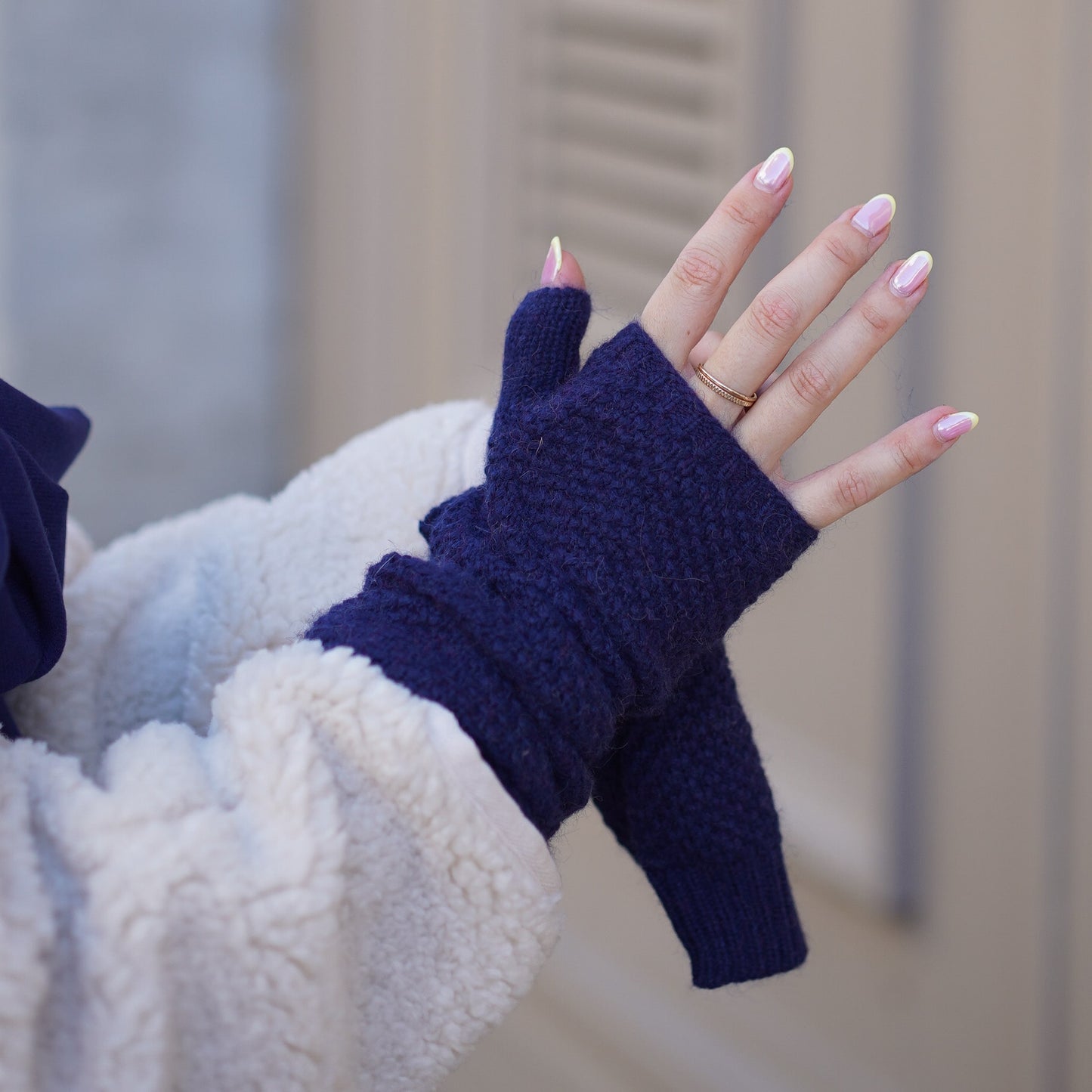 Kaschmir-Stulpen Marineblau