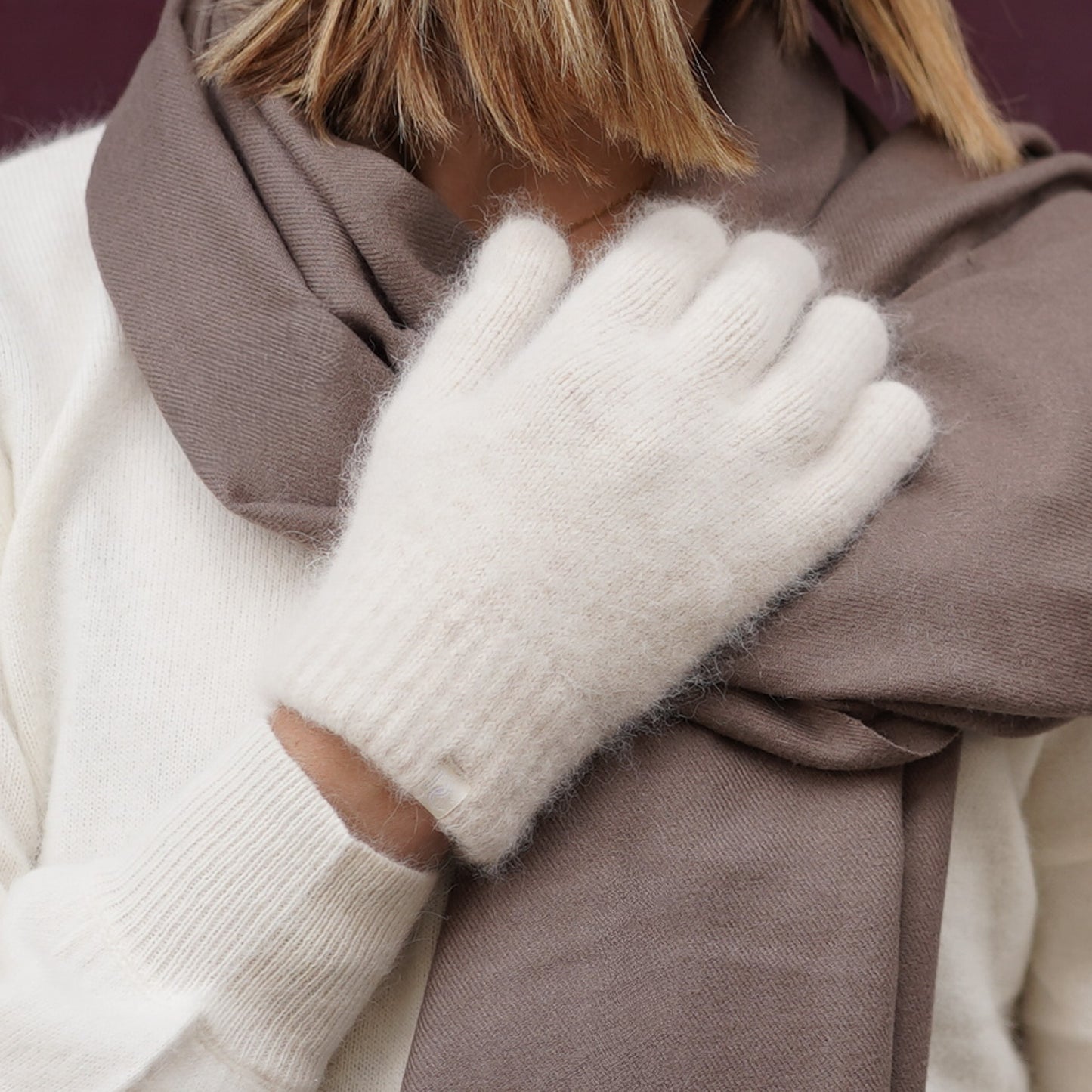 Kaschmirhandschuhe Beige