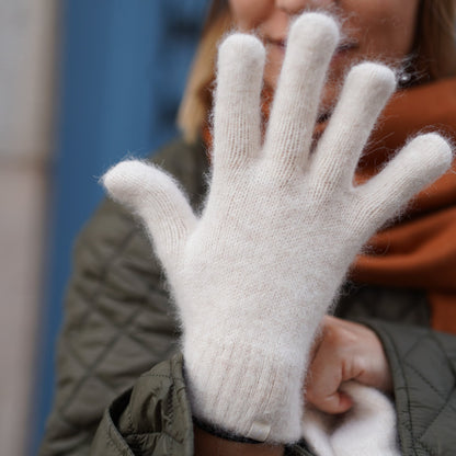 Kaschmir-Trio — Schal + Mütze + Handschuhe | Beige und Kupfer