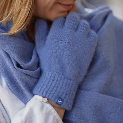 Kaschmirhandschuhe Blau meliert