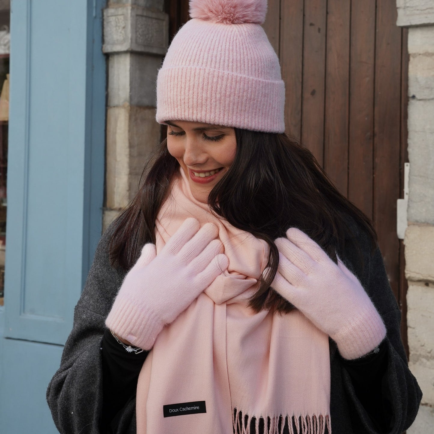 Kaschmirhandschuhe Puderrosa