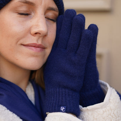 Navy blue cashmere gloves