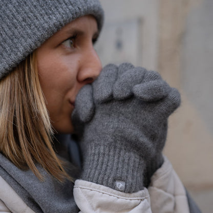 Kaschmirhandschuhe Grau meliert