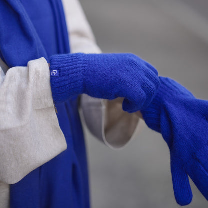 Kaschmir-Trio — Schal + Mütze + Handschuhe | Königsblau