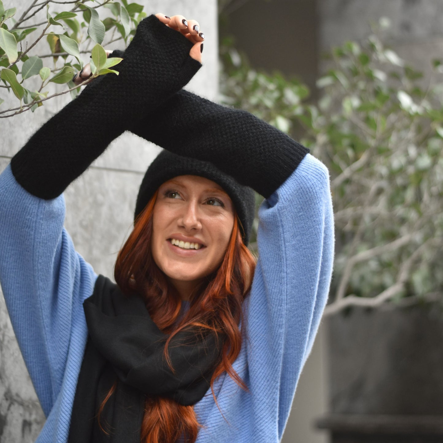 Schwarze Kaschmirhandschuhe