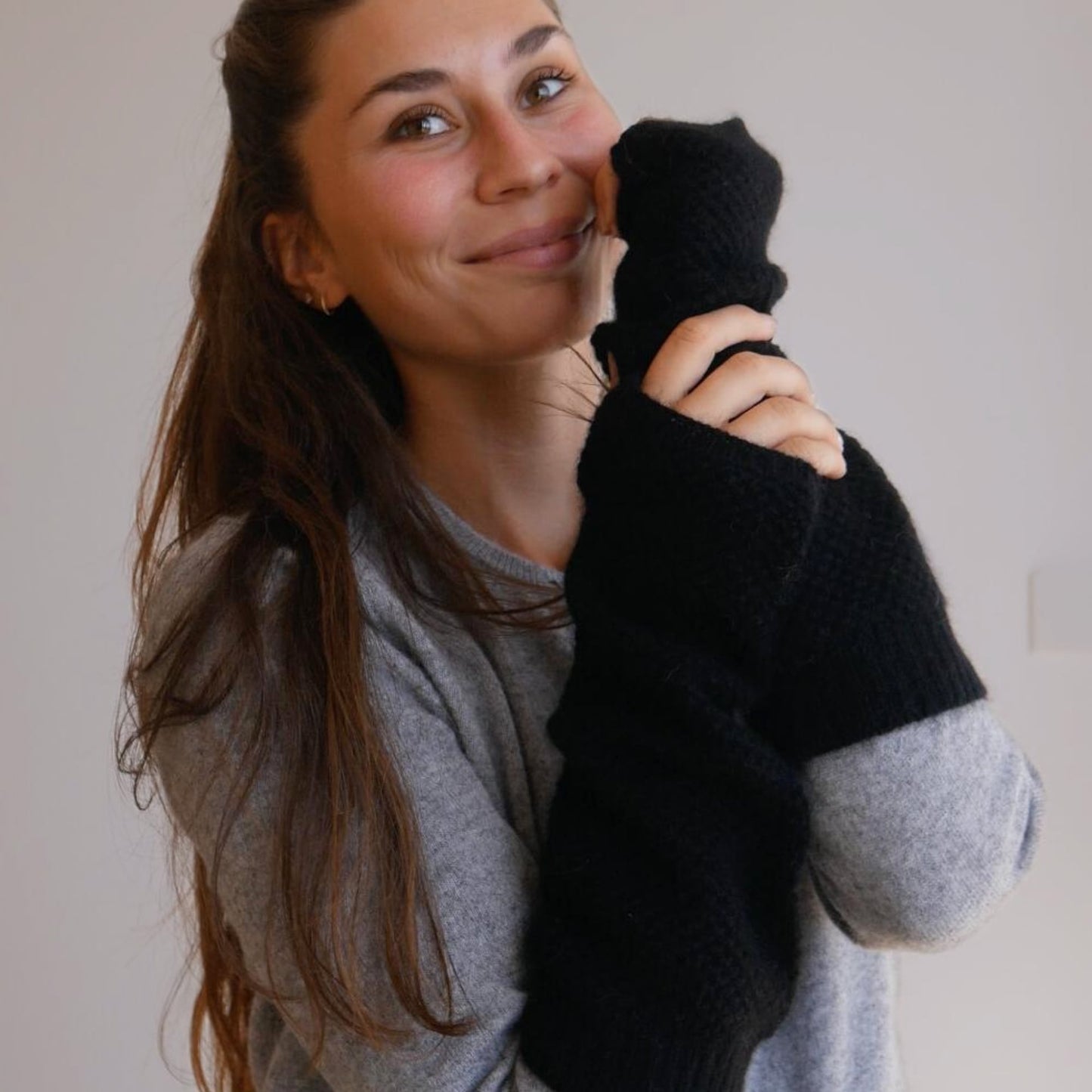 Schwarze Kaschmirhandschuhe