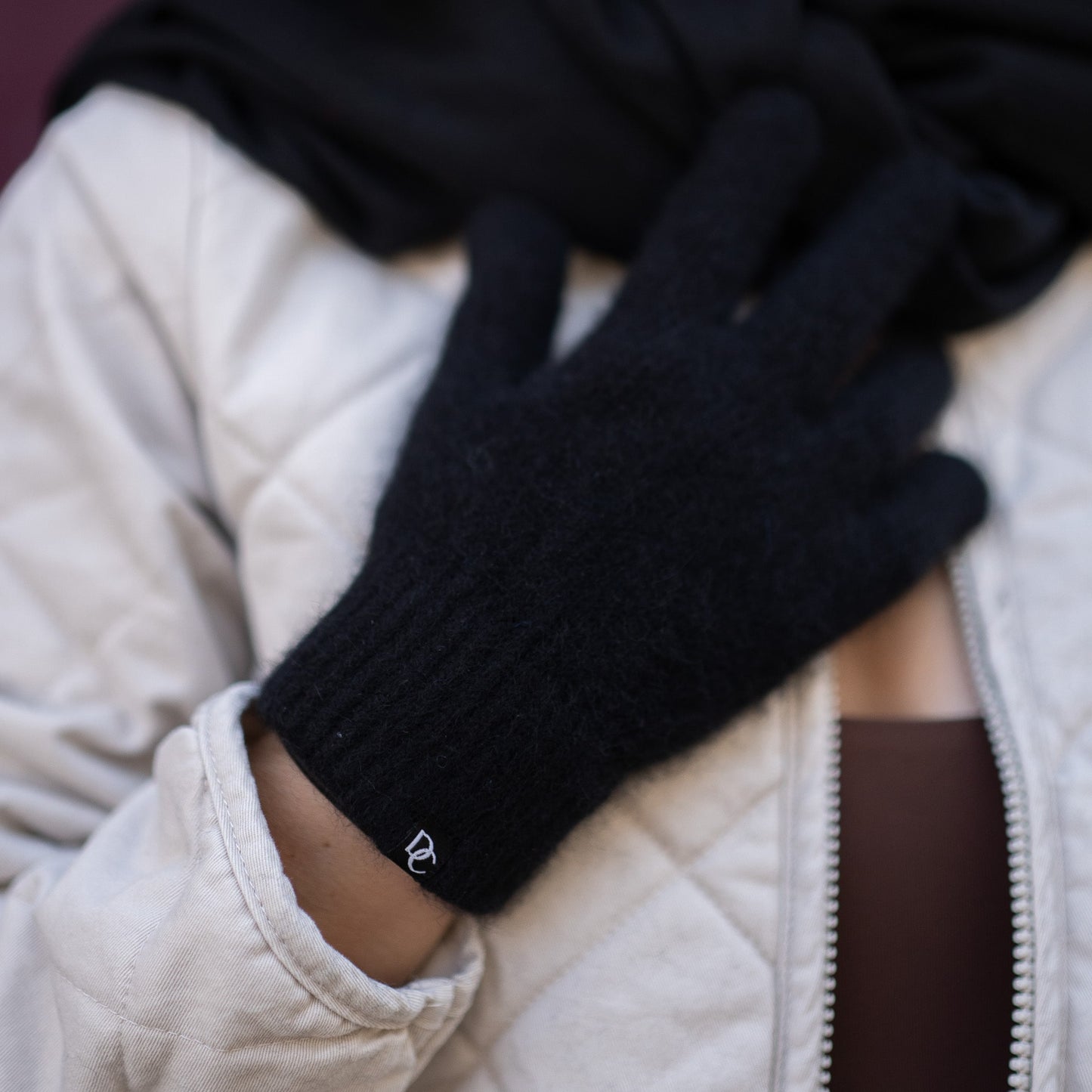 Cashmere Trio — Scarf + Hat + Mittens | Black and Heather Grey