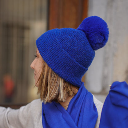 Cashmere trio — scarf + hat + mittens | Royal blue
