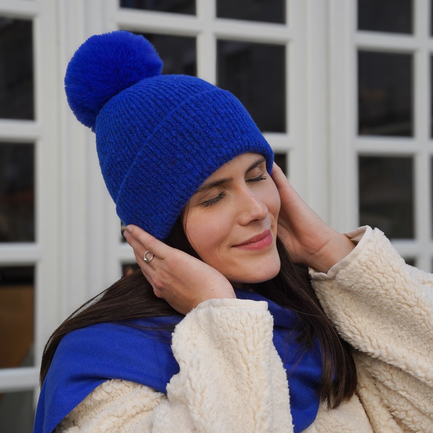 Kaschmir-Trio — Schal + Mütze + Handschuhe | Königsblau