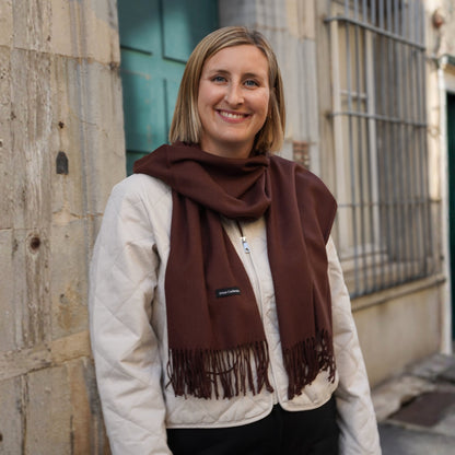 Cashmere trio — scarf + hat + mittens | Beige and brown