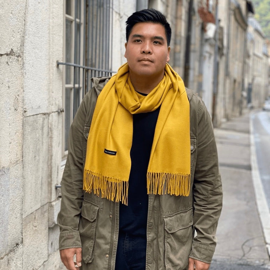 Kaschmirschal senfgelb mann