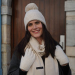 Cashmere trio — scarf + hat + gloves | Beige