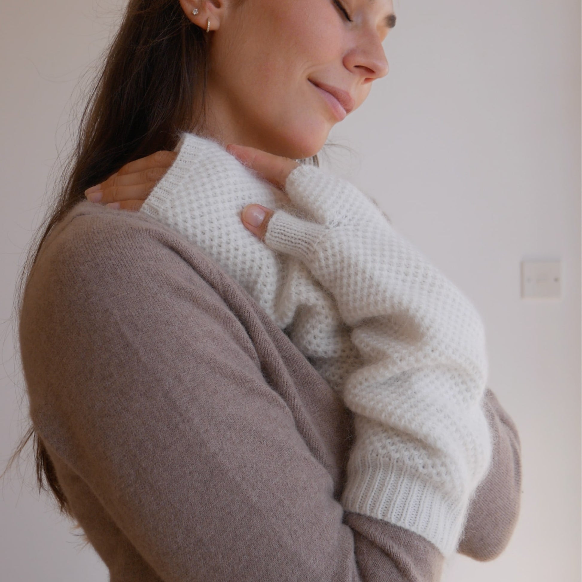 Weiße Kaschmirhandschuhe