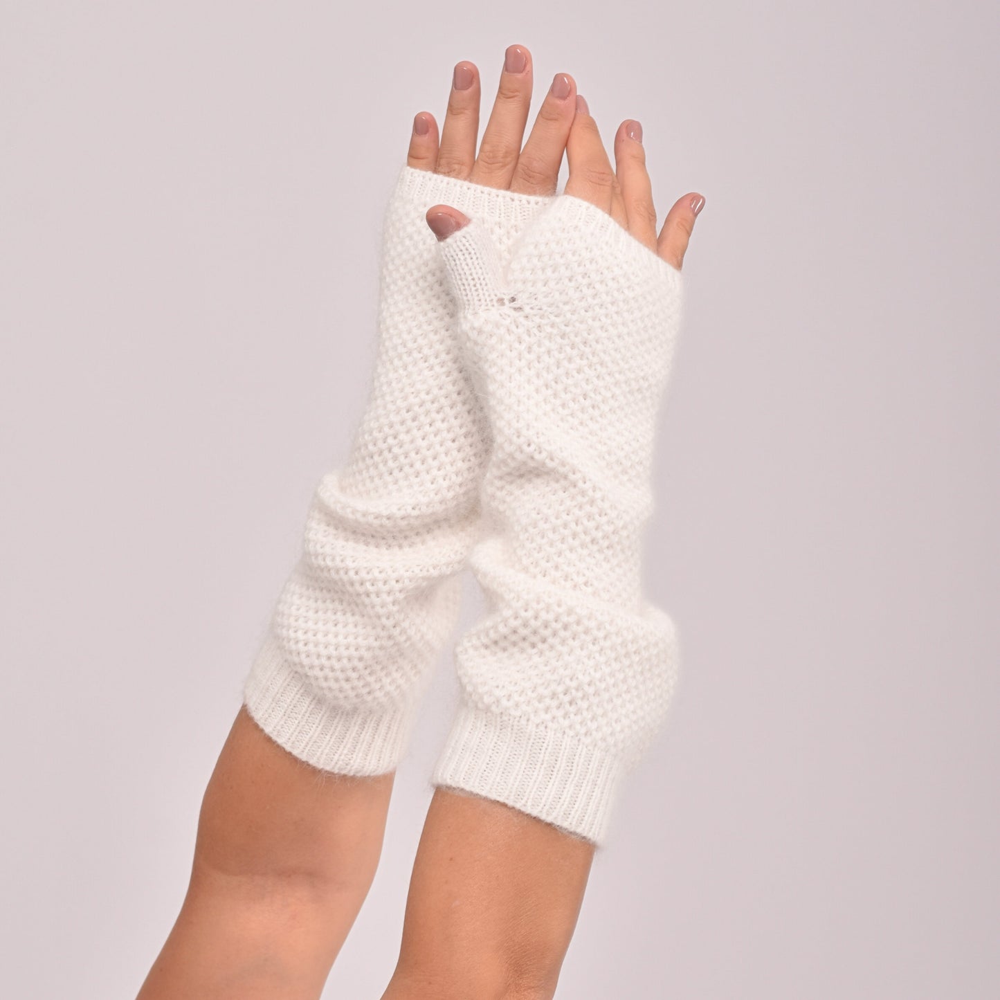 Weiße Kaschmirhandschuhe