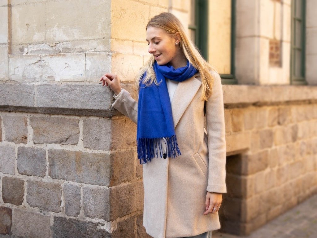 Royal blue cashmere scarf