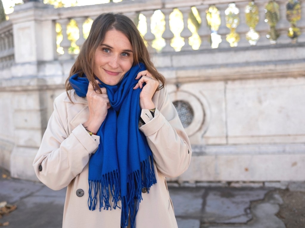 Royal blue cashmere scarf