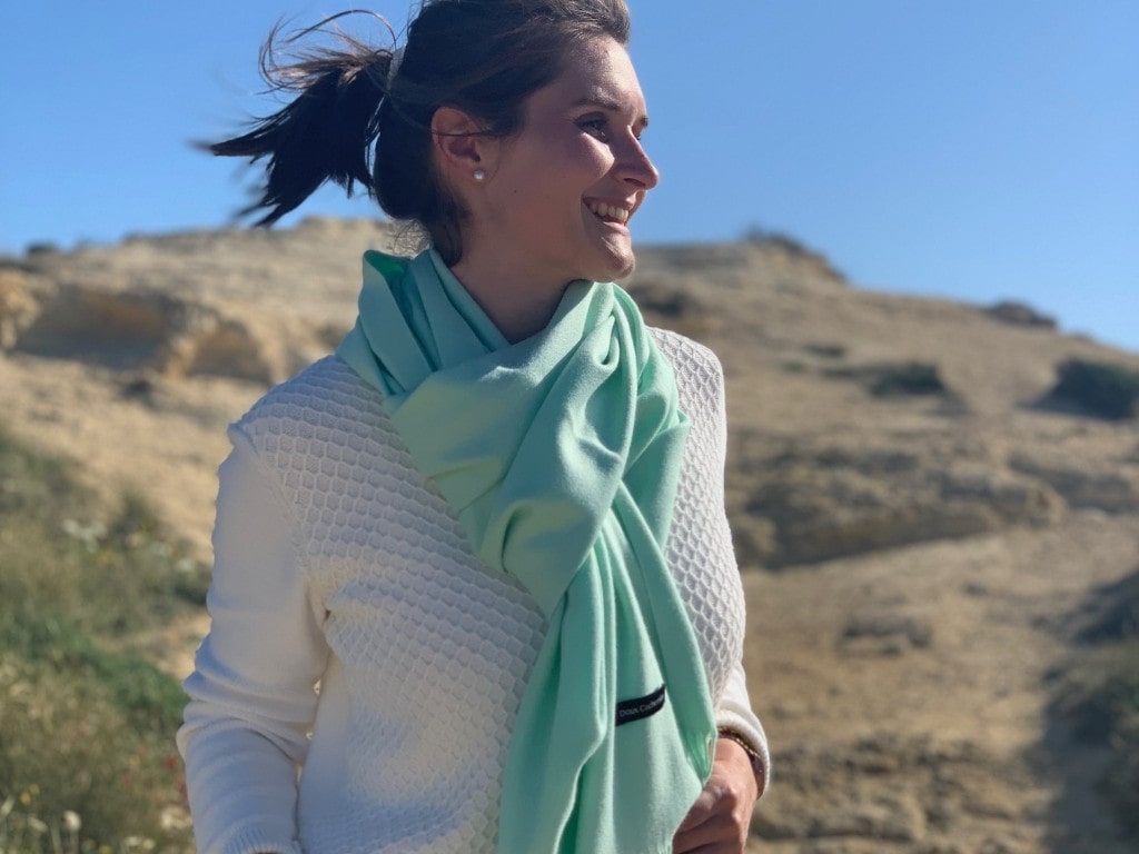 Turquoise cashmere scarf
