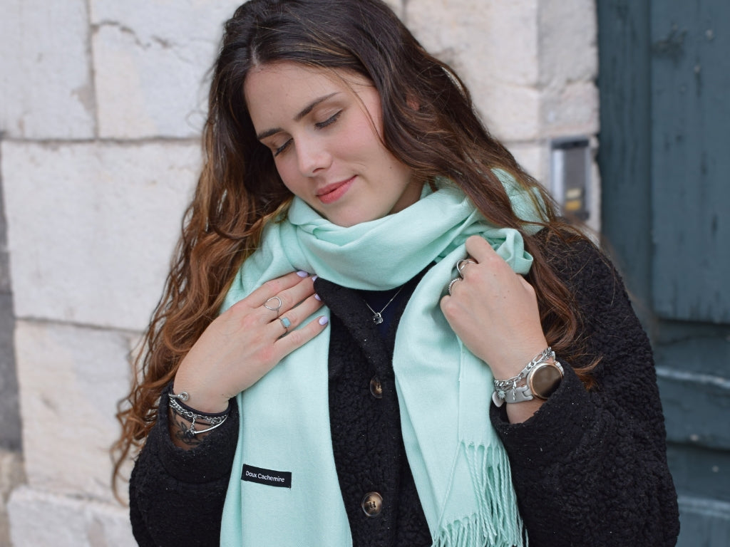 Turquoise cashmere scarf