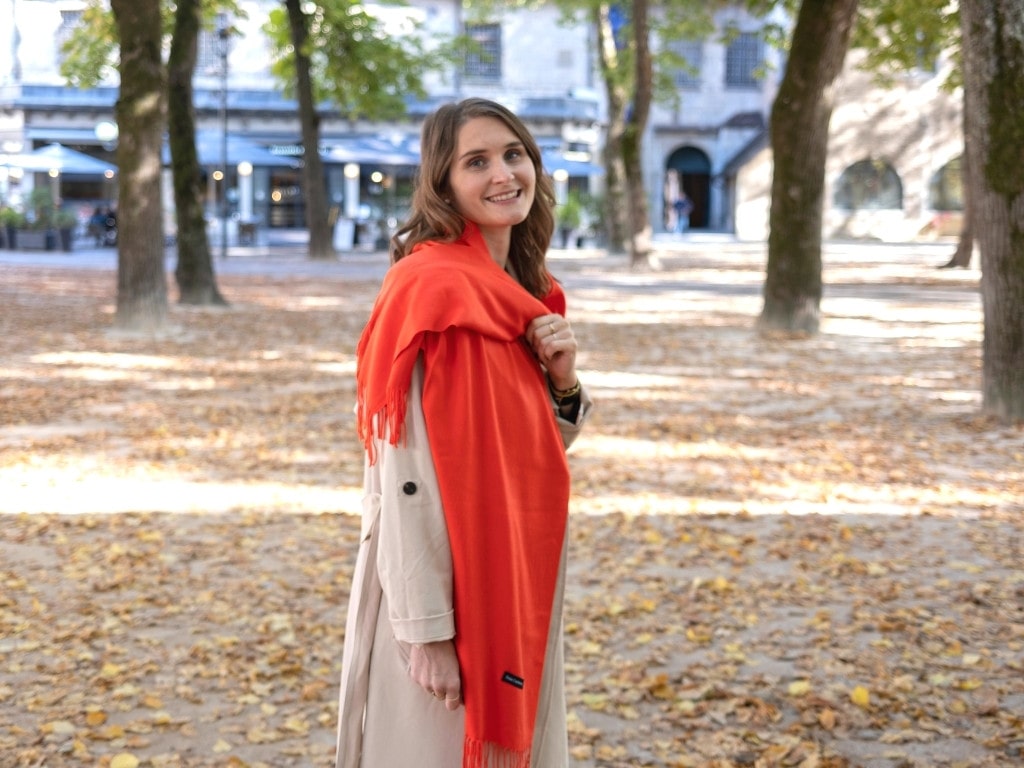 Orange cashmere scarf
