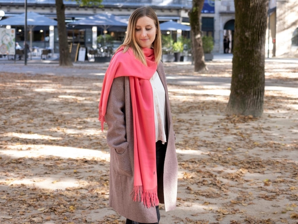 Candy pink  cashmere scarf