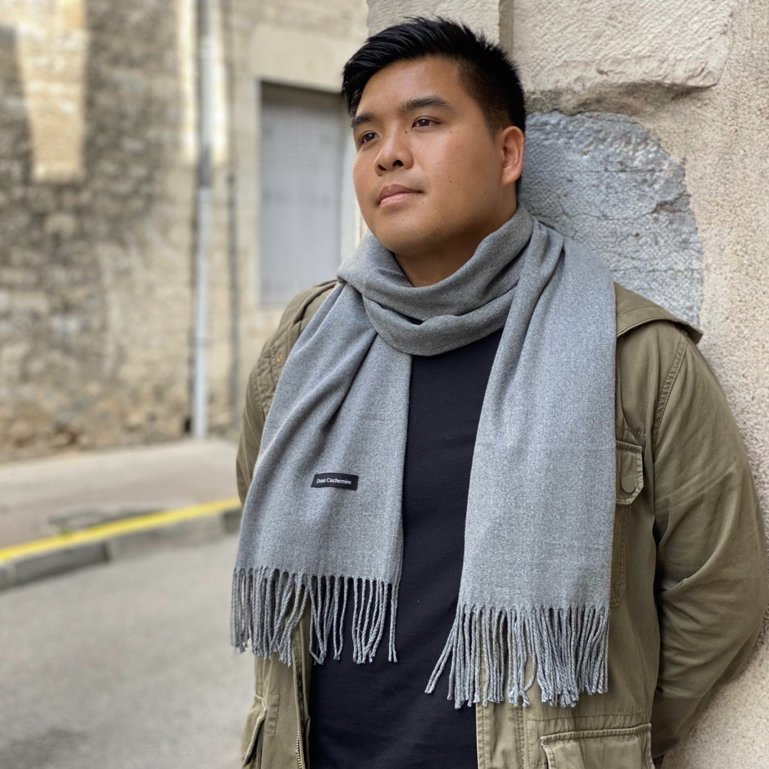 Kaschmirschal grau meliert manner